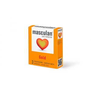 Презервативы "Masculan Gold" золотые, с ароматом ванили, 3шт